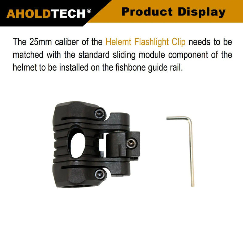 Aholdtech FA02 25mm Multi-Angle Flashlight Holder Tactical Helmet Light Clamp Mounted On Fast Bulletproof Helmet Rail