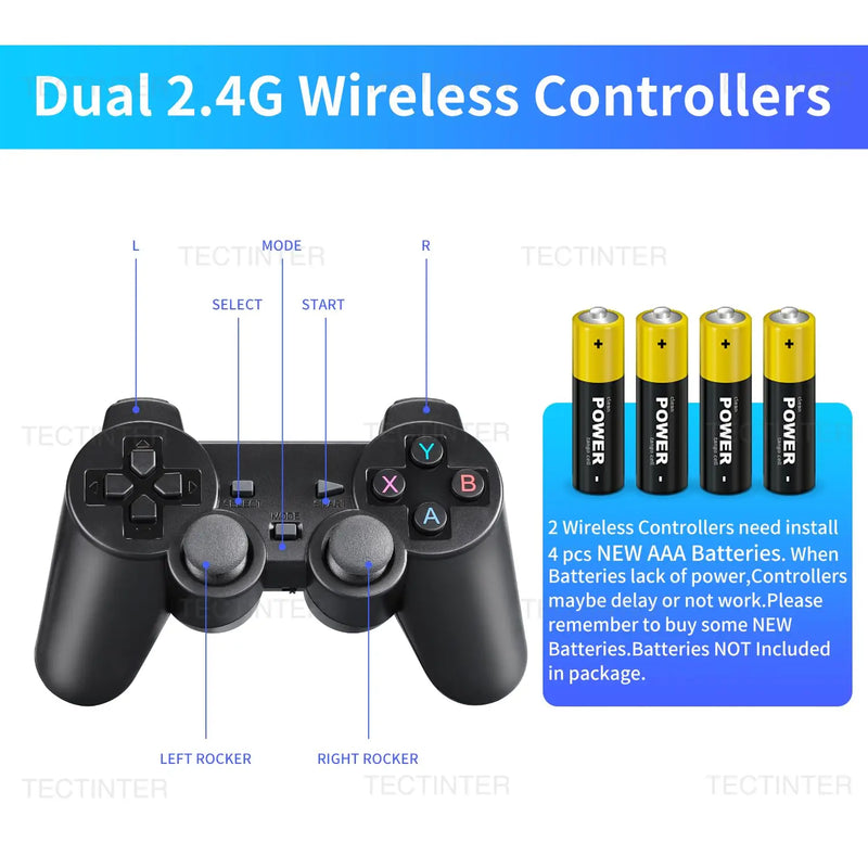 Video Game Sticks M8 Retro Game Console Dual 2.4G Wireless Controllers Plug and Play 4K HDMI Output 15 Classic Emulators - 64G