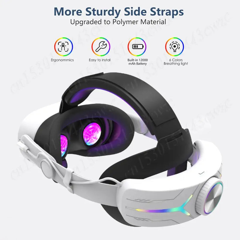 Comfort Adjustable RGB Head Strap for Meta Quest 3S VR Headset Head Band Head Strap 6000mAh Battery Extend VR Playtime Headband