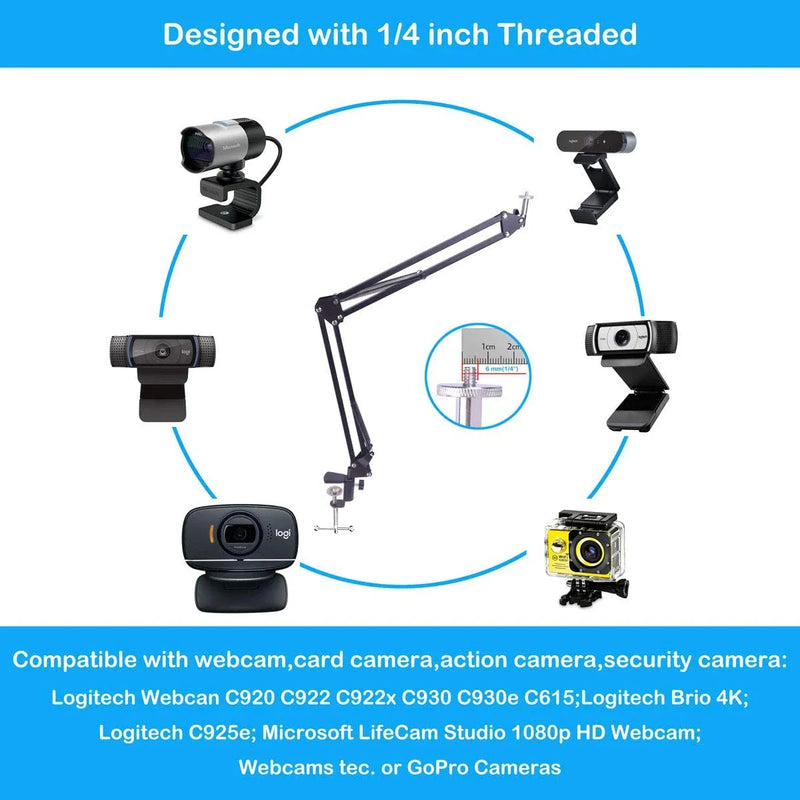 1/4" Screw Webcam Camera Phone tripod Table Stand Set Overhead Shot Photography AdjustableDesktop  Arm stand For Phone Camera