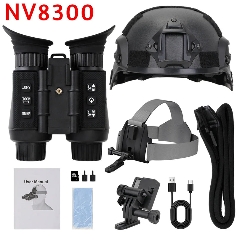 NV8300 NV8000 Head Mount Binocular Telescope 8X Digital Zoom 4K UHD Built-in Battery 7levels IR Helment Night Vision for Hunting