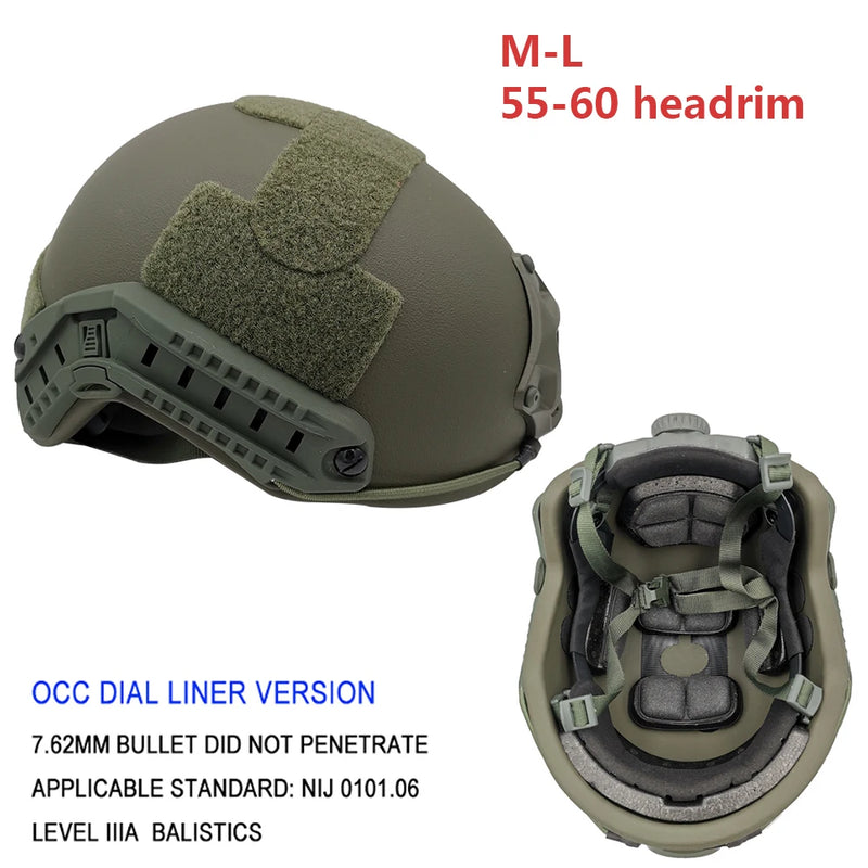 LPRED FAST HDPE NIJ IIIA High Cut Ballistic Wendy Helmet XP Cut Bulletproof Helmet Dial Liner Green Color level BR1