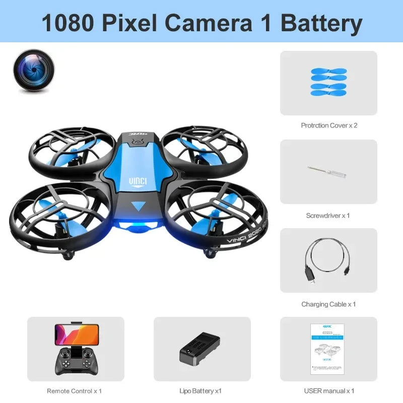 Mini RC Drone Camera HD Wide Angle Camera 1080P WiFi fpv Dron Camera Height Keep Drones Camera RC Quadcopter Chirstmas Toys V8