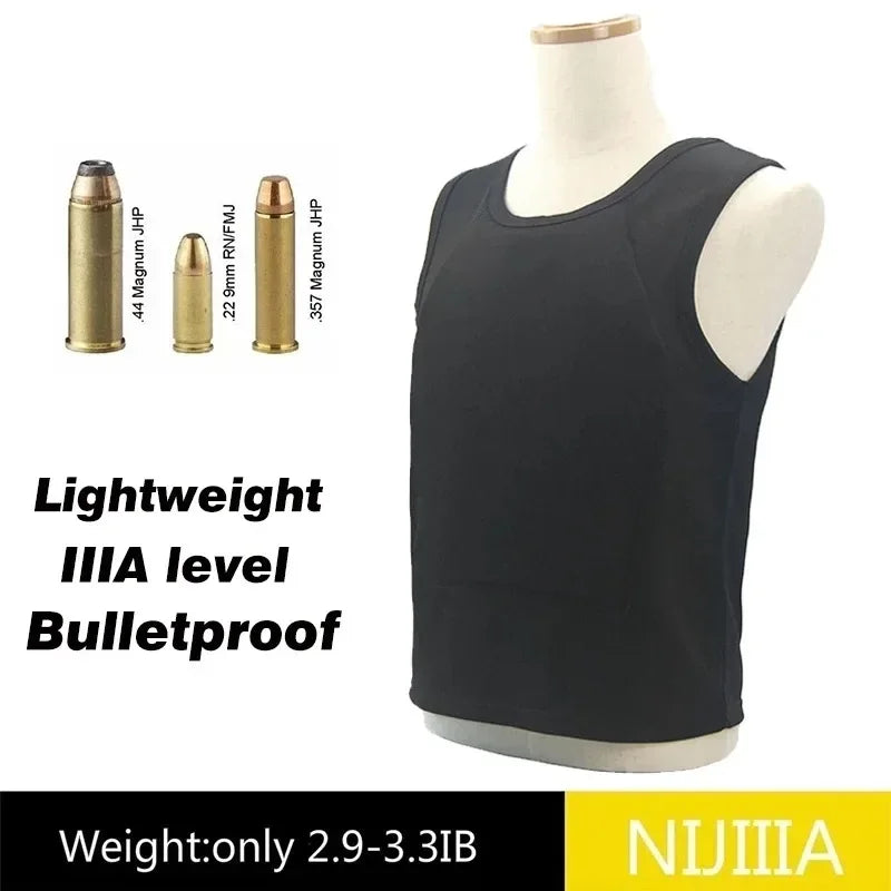 NIJ IIIA 3A Level Ballistic Vest Soft Armor Lightweight Concealed Hidden Inside Wearing Anti-Bullet Undershirt Bulletproof Vests