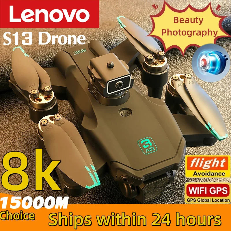 Lenovo S13 Pro Max Drone 8K Profesional HD Camera Brushless Obstacle Avoidance Aerial Optical Foldable Quadcopter Toy RC 15000M