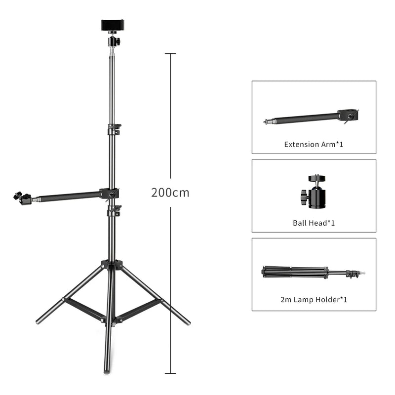 SH Desktop Tripod Extension Bracket 32CM Floor Tripod Live Boom Arm with 1/4 Ball Head For Ring Light DSLR Camera Live Broadcast