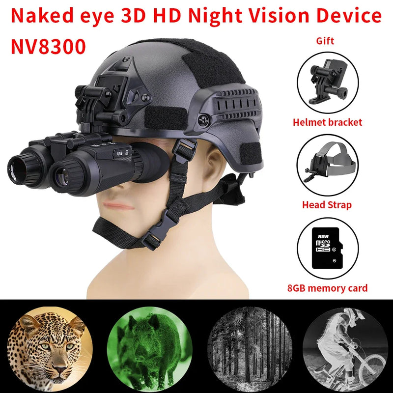 NV8300 NV8000 Head Mount Binocular Telescope 8X Digital Zoom 4K UHD Built-in Battery 7levels IR Helment Night Vision for Hunting