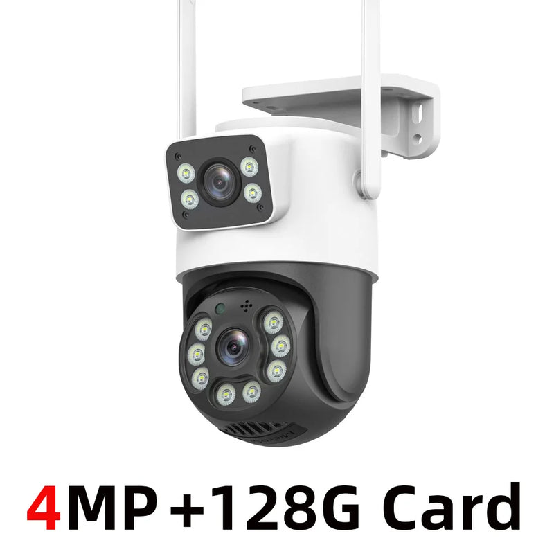 8MP Outdoor Wifi PTZ Camera Dual Lens Dual Screen AI Auto Tracking IP Video Surveillance Camera CCTV Two Way Audio