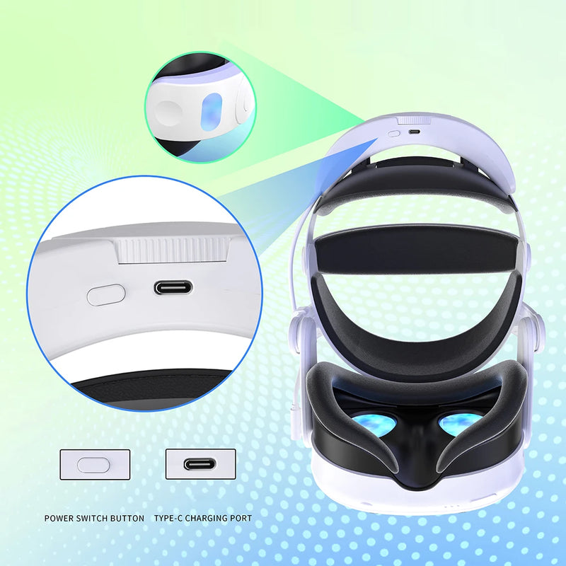 Head Strap with Battery Pack 10000mAh Adjustable Strap Comfort VR Strap Extend Playtime and Comfort for Meta Quest 3S VR Headset