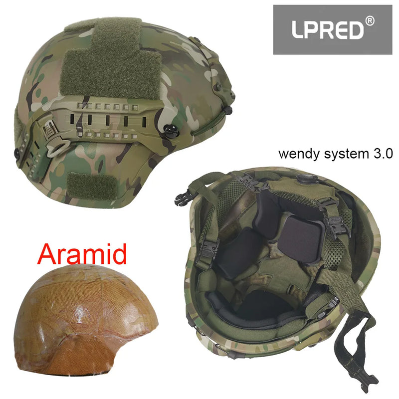 LPRED FAST 100% Aramid High Cut Ballistic Helmet Level NIJ IIIA Bulletproof FAST Helmet Army Helmet .44 with wendy 3.0 2024 NEW