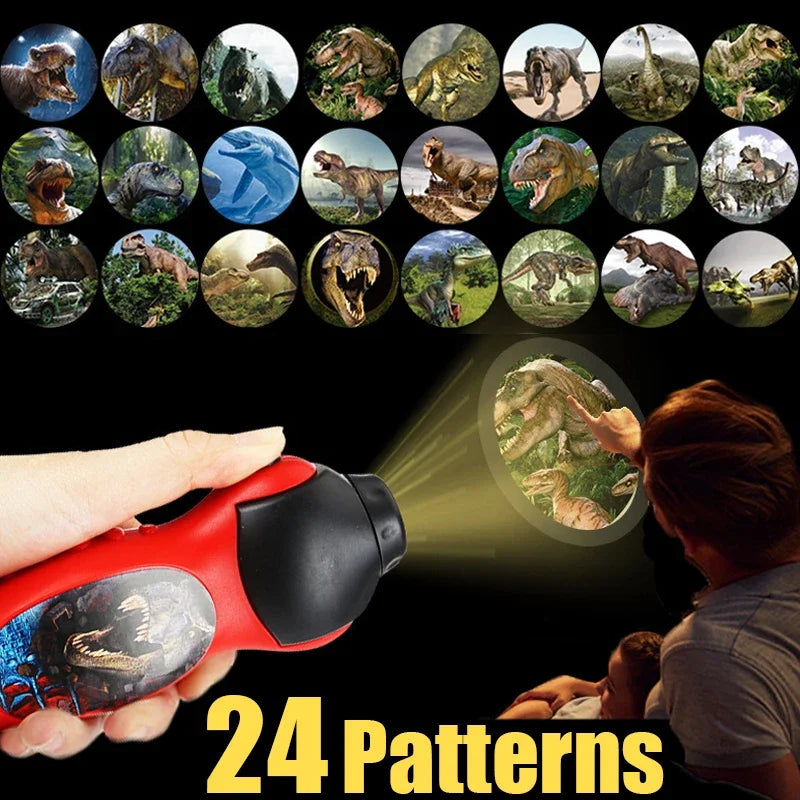 Children Projection Flashlight Cartoon Picture Dinosaur Pattern Projector Toy Night Learning Toys Kids Early Education Fun Toys