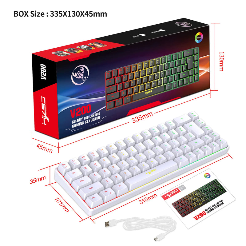 Mechanical keyboard 68-key  mechanisch toetsenbord gamer for both gaming and office use. Portable and easy to operate