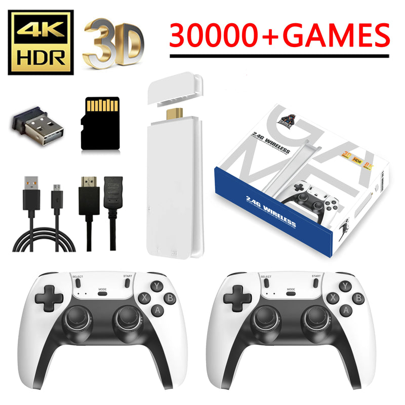 4K Pro Game Stick 64G 30000+ Video Game Console 2.4G Double Wireless Controller 4K Retro Game TV Stick Retro Classic Games