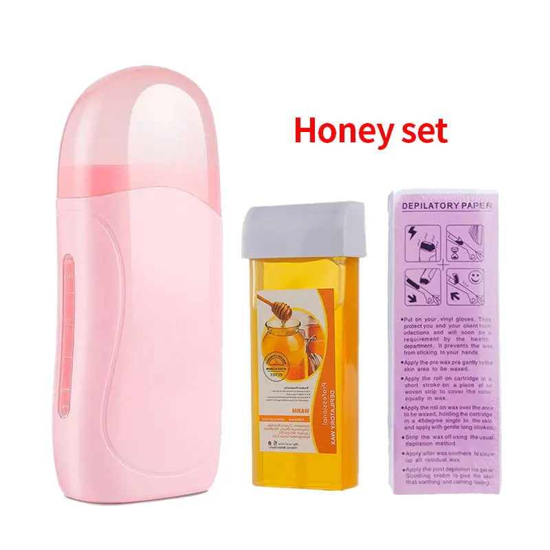 Foreverlily Roller Depilatory Wax Kit Hair Removal Waxing Kit Wax Heater Machine Roll-On Waxing Paper Facial Body Hair Epilator