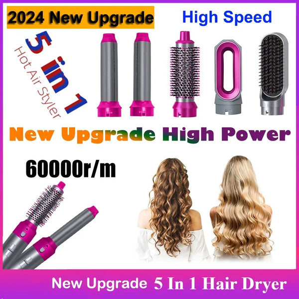 2024 New Upgrade 5 in 1 Hair Dryer 60000rpm High Speed Hot Air Brush Hair Styler Tools for Dyson Airwrap with Curling Barrel