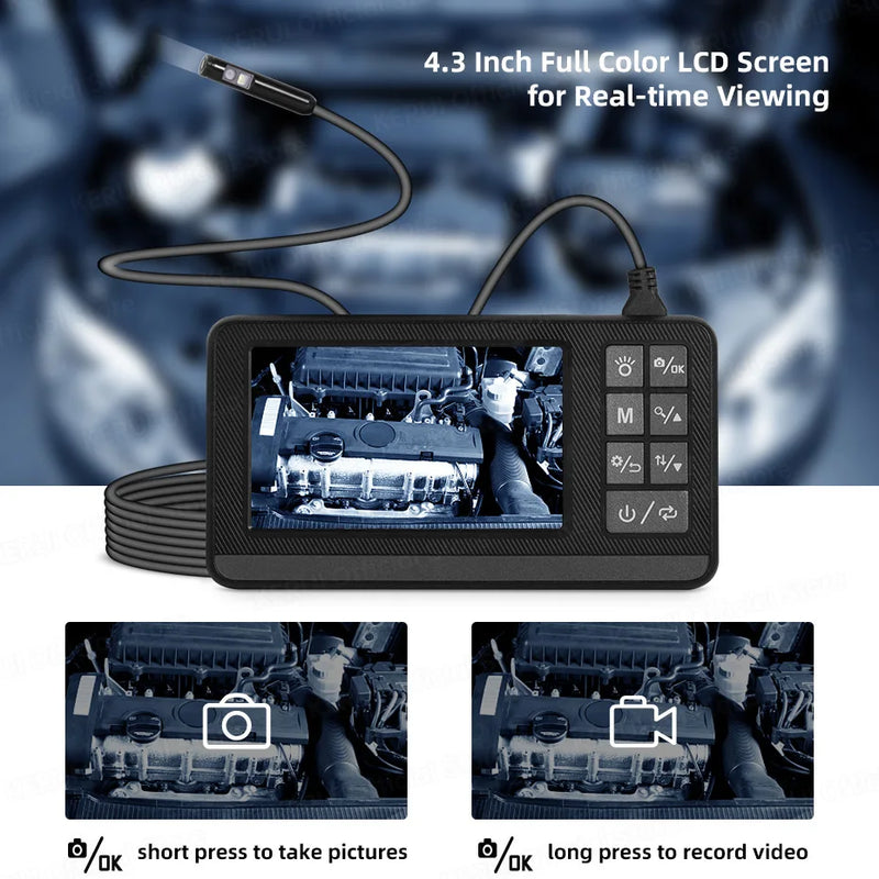 KERUI Dual&Single Lens Endoscope Camera with 1080P 4.3" IPS Screen IP67 Waterproof Car Pipe Inspection Borescope 2600mAh