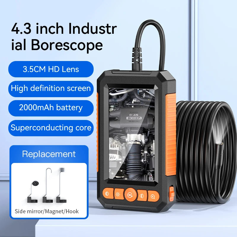 KERUI 2MP Endoscope with 4.3 IPS Screen for Pipe Sewer Dual Lens Waterproof Inspection Camera Borescope Monitor Car Repair LEDS