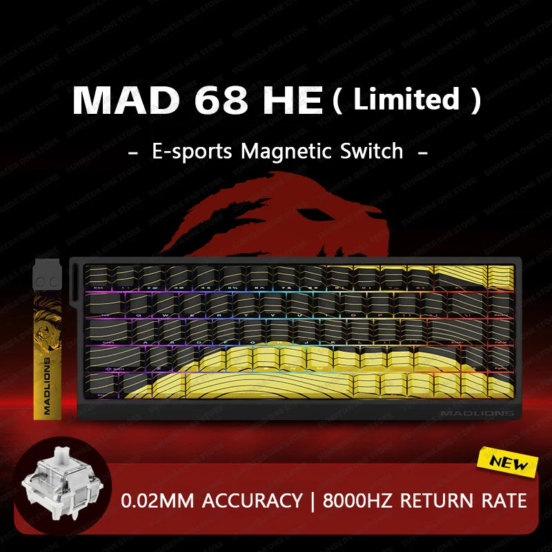 MADLIONS Mad60 Mad68 HE Mechanical Keyboard Magnetic Switch Madcatz Mad60he Wired Game Keyboard Rapid Trigger Custom Keyboard