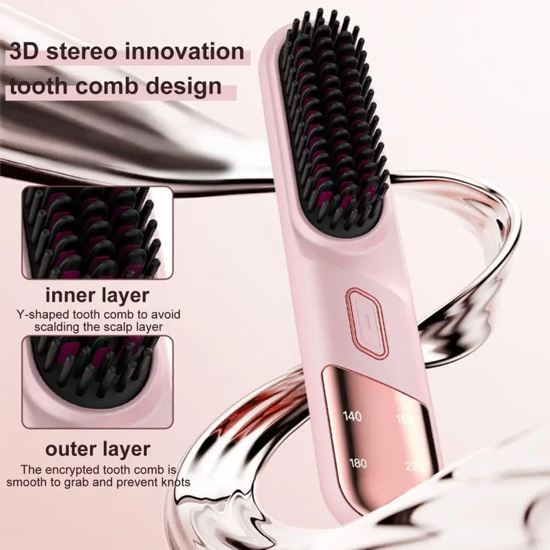 Wet Dry Hair Straightener Cordless Hair Straightener Brush with Fast Heating Negative Ions for Fluffy Curly Hair for Electric