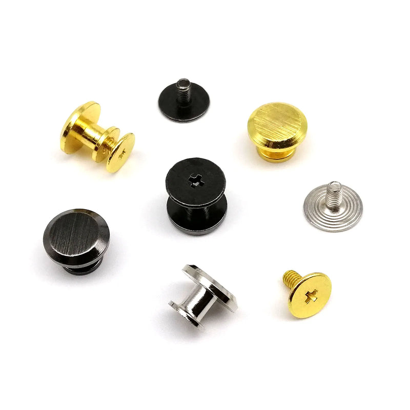 10pc High Quality Solid Brass Flat Round Head Screwback Chicago Screw Back Nail Rivet Stud Spot for Leather Craft Bag Belt Strap