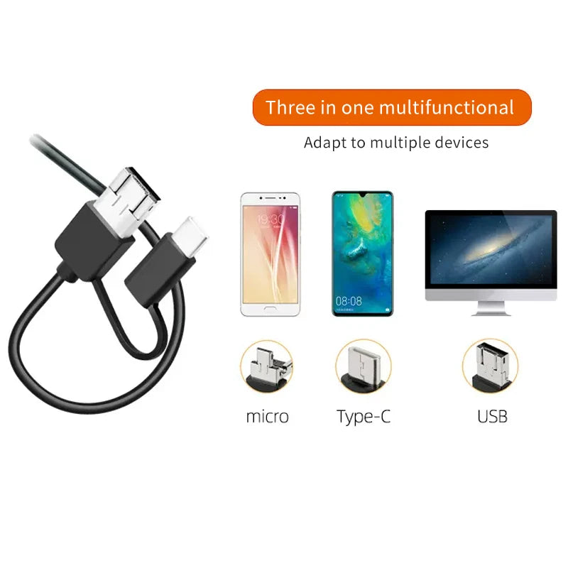 3In1 Endoscope Camera 720P Sewer Industrial Piping Car Inspection Endoscopic 3.9Mm For Usb Android Type C