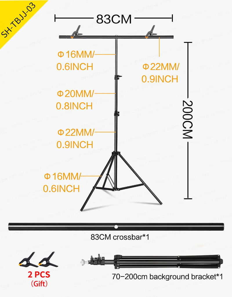 SH Photography1.5*2/2*2M T-Shape Backdrop Background Stand Frame Support System Kit For Photo Studio Video Chroma Key With Party