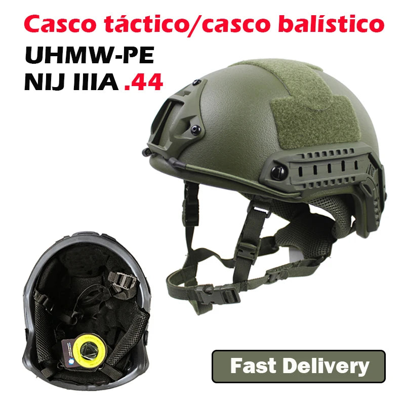 Kevlar Tactical Helmet Fast HDPE NIJ IIIA High Cut Trajectory Helmet UHMW-PE Trajectory 3A Bulletproof Helmet