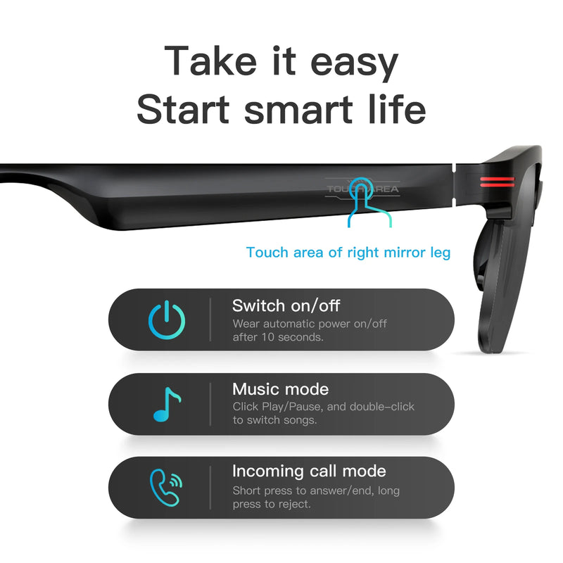 New Bluetooth Smart Glasses Camera 4K Photo Video Recording For Music / Call/ Sports/Travel/Drive/Business Sunglasses Men Women