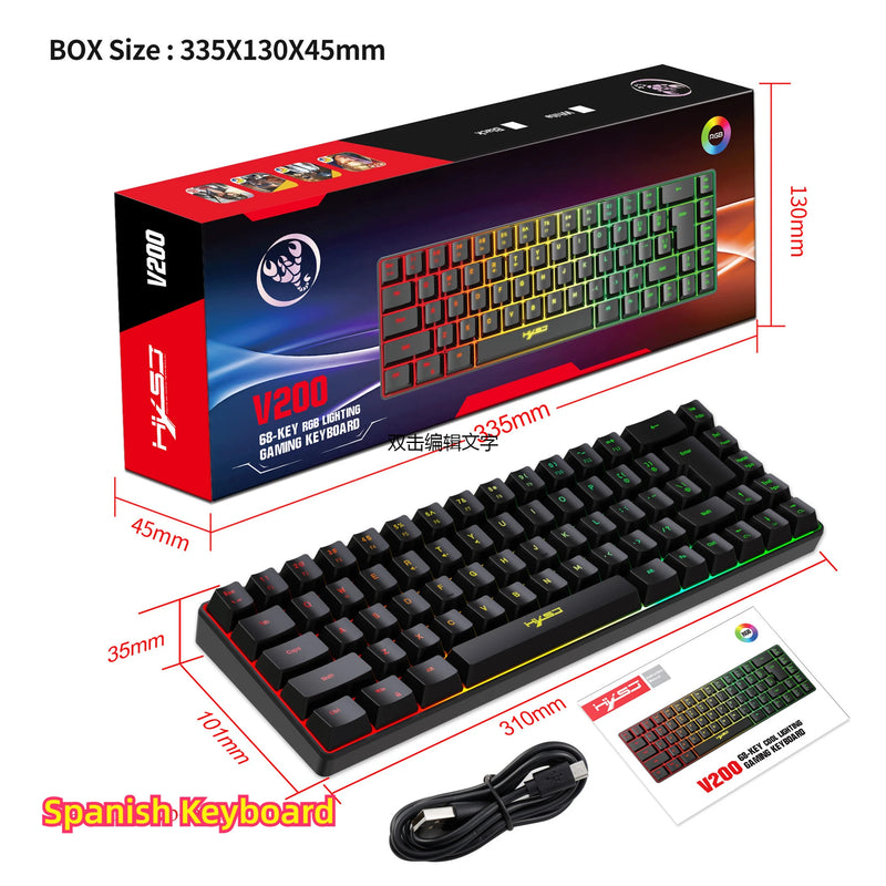 Mechanical keyboard 68-key  mechanisch toetsenbord gamer for both gaming and office use. Portable and easy to operate