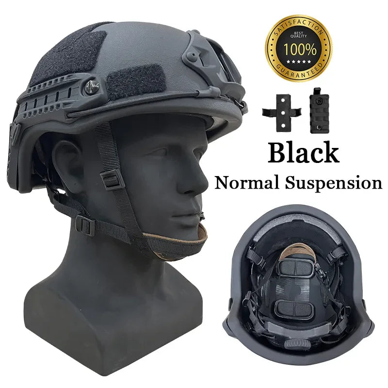 High Cut Trajectory Helmet FAST PE NIJ IIIA XP Cut Ballistic Helmet Wendy's Lined Black UHMW-PE Tactical Bulletproof Helmet