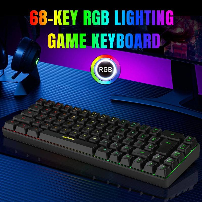 Mechanical keyboard 68-key  mechanisch toetsenbord gamer for both gaming and office use. Portable and easy to operate