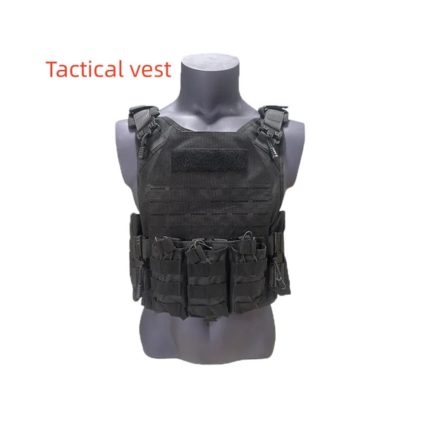 Nylon tactical vest Molle laser-cut bulletproof vest Men's Army green plate carrier outdoor military hunting accessories