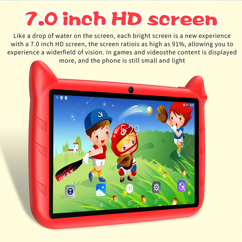 2025 New 7 Inch Kids Tablets Android 13 Quad Core 4GB RAM 64GB ROM 5G WiFi Bluetooth Google Learning Education Tablet PC 4000mAh