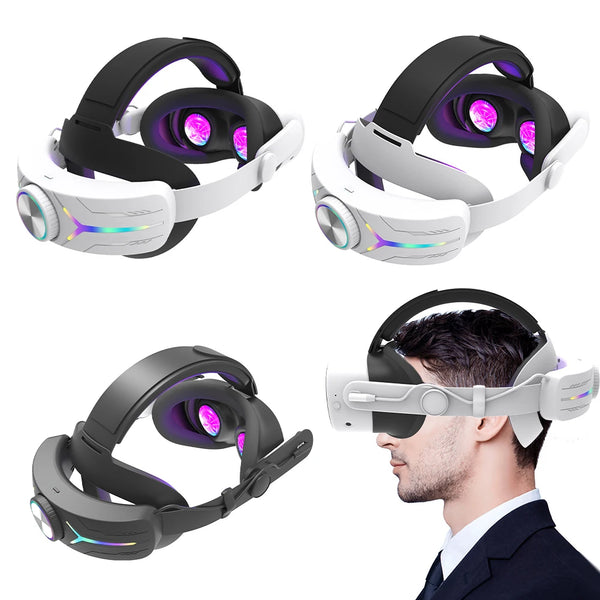 Adjustable RGB Head Strap 12000mAh Battery Extend VR Playtime Alternative Strap Head Strap Headband for Meta Quest 3S VR Headset