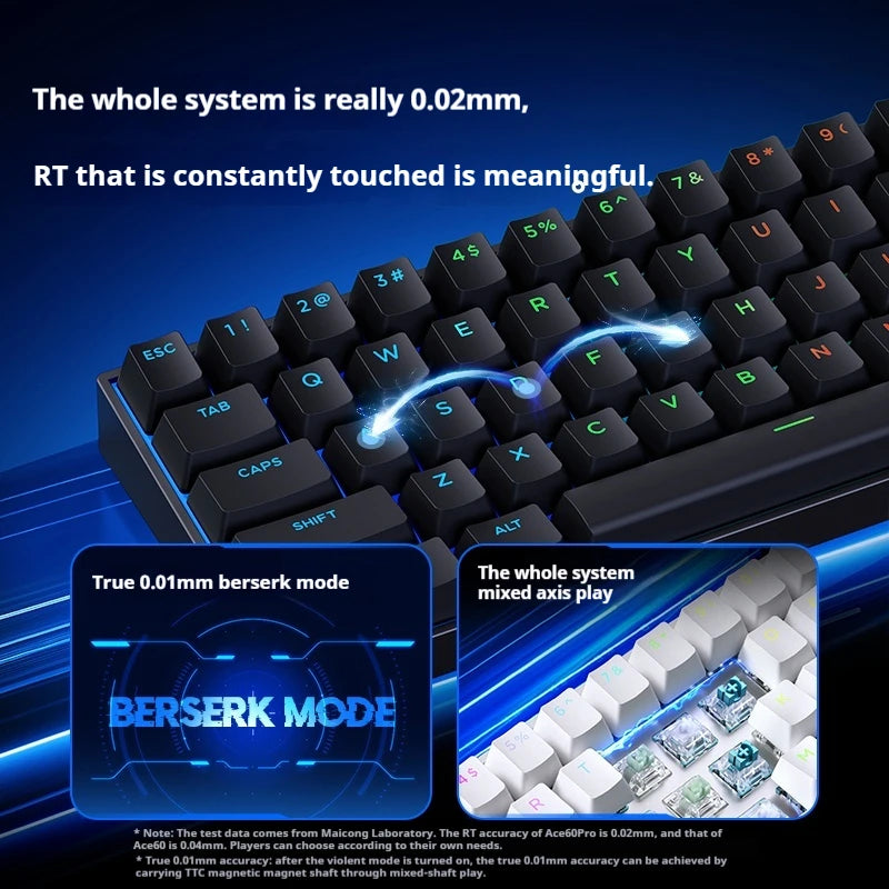 Mchose Ace 60 Pro Valorant Magnetic Mechanical Keyboard Esports Game Performance Beast 0.02mm Accuracy 0.125ms Delay  Fury Mode