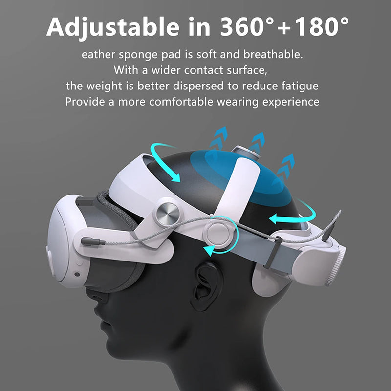 Adjustable VR Replacement Elite Strap Comfort with 5000mAh Battery Pack Alternative Head Strap Reduces Pressure for Meta Quest 3