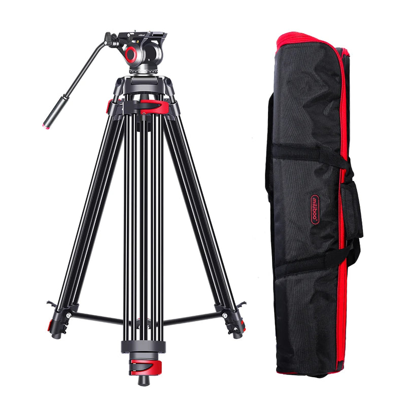 miliboo MTT602A Professional Portable Aluminum Fluid Head Camera Tripod for Camcorder/DSLR Stand Video Tripod 76 " Max Height