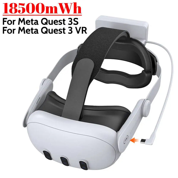 Adjustable Head Strap 18500mWh Battery Balanced Weight Distribution Comfort VR Strap VR Head Band for Meta Quest 3S for Quest 3