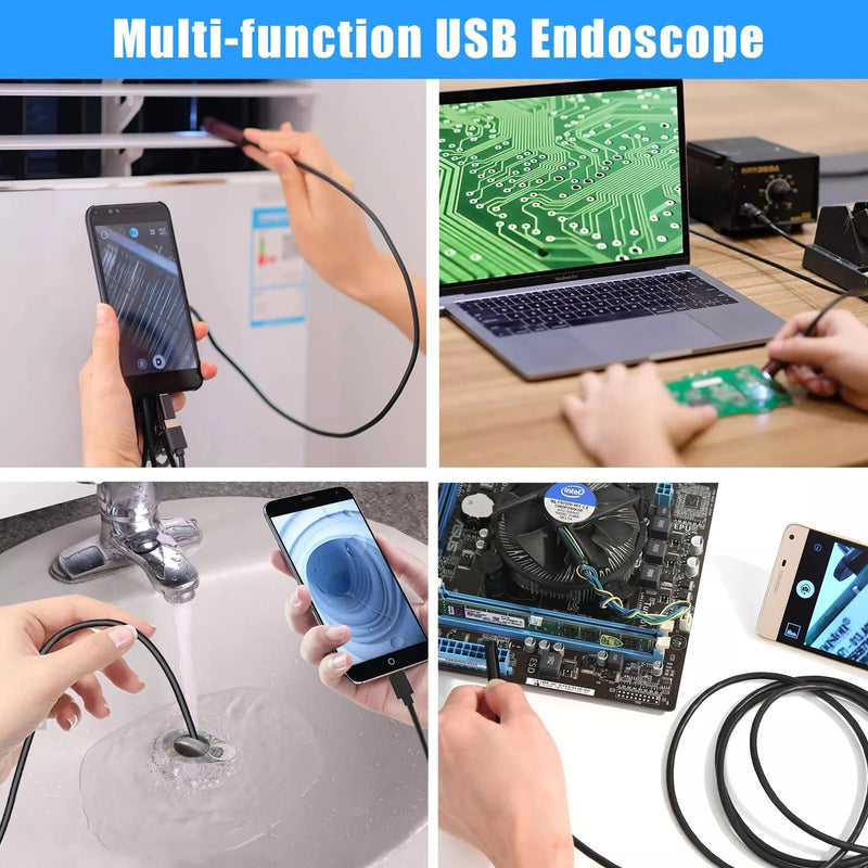 5.5MM Android Endoscope Camera 3 IN1 Micro USB Type C Borescope Mini Camera Waterproof LED Car Inspection For Android PC