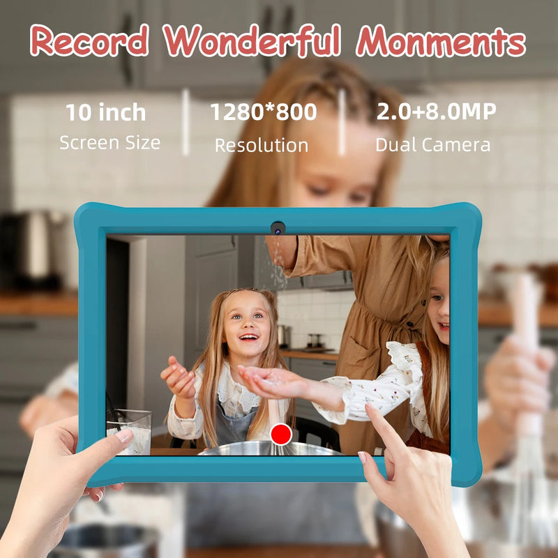 QPS 10 Inch Children's Tablets Android 10 Quad Core 2GB 32GB WIFI 6000mAh Learning Tablets for Kids Toddler WIth Kids APP