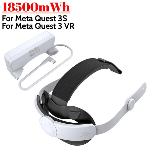 Adjustable Head Strap with 18500mWh Recharge Battery Comfort VR Strap VR Head Band for Meta Quest 3S for Quest 3 VR Accessories