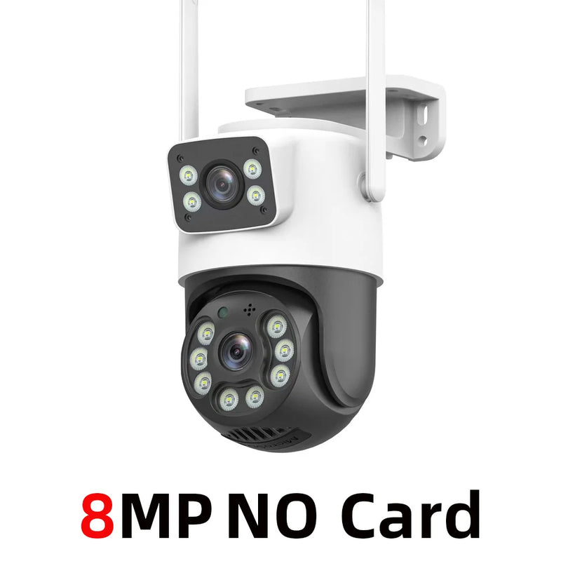 8MP Outdoor Wifi PTZ Camera Dual Lens Dual Screen AI Auto Tracking IP Video Surveillance Camera CCTV Two Way Audio