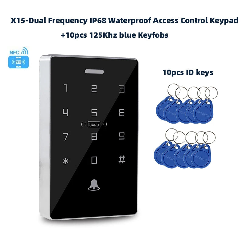 Mobile NFC access controller  waterproof door lock keyboard card swiping password IC unlocking ID dual frequency