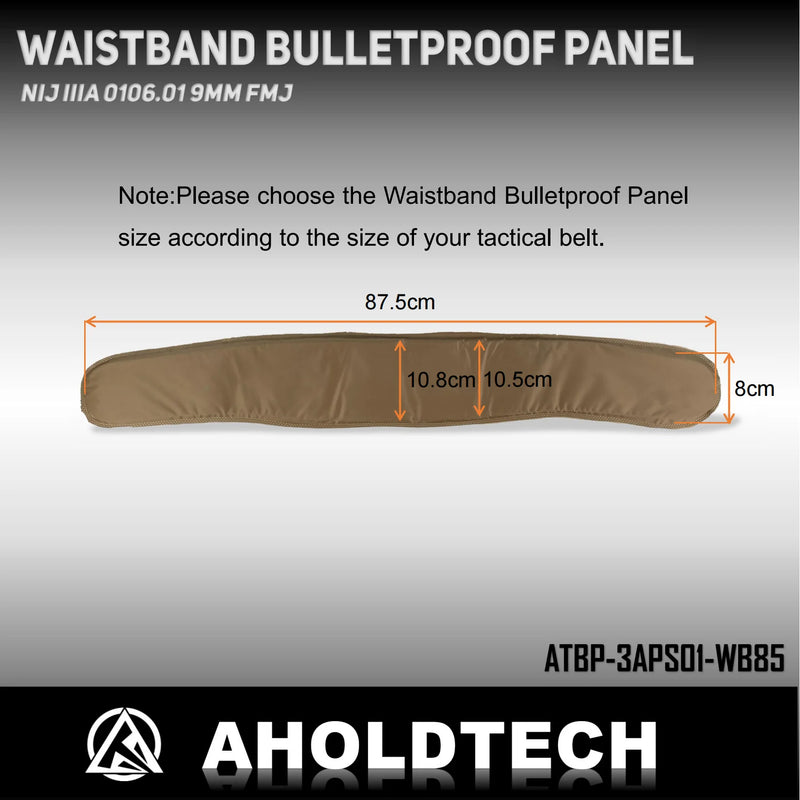 Aholdtech Belt NIJ IIIA Waistband Bulletproof Waist Training Universal Padded Wide Belt Girdle Soft Panel