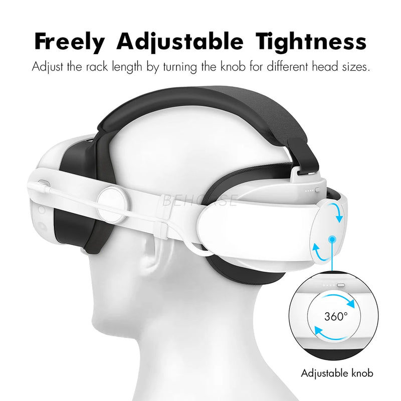 Rechargeable Head Strap for Oculus Quest 3 VR Headset with 6000mAh Battery Fast Charging Elite Strap for Quest 3 Accessories