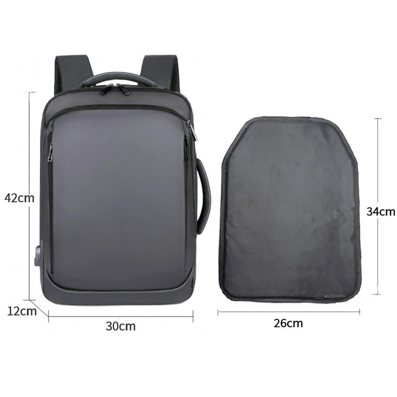 Bulletproof Backpack For Men Level II Stand Alone Ballistic Panel Men Protective Travel Backpack Large Capacity bag