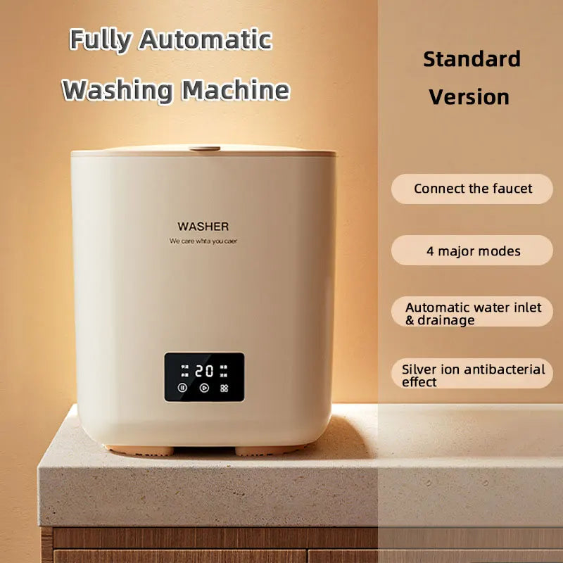 8L Mini Fully Automatic Washing Machine,Portable Electric Home Underwear Elution Washer,4 Speed Cleaning,Health Sterilization