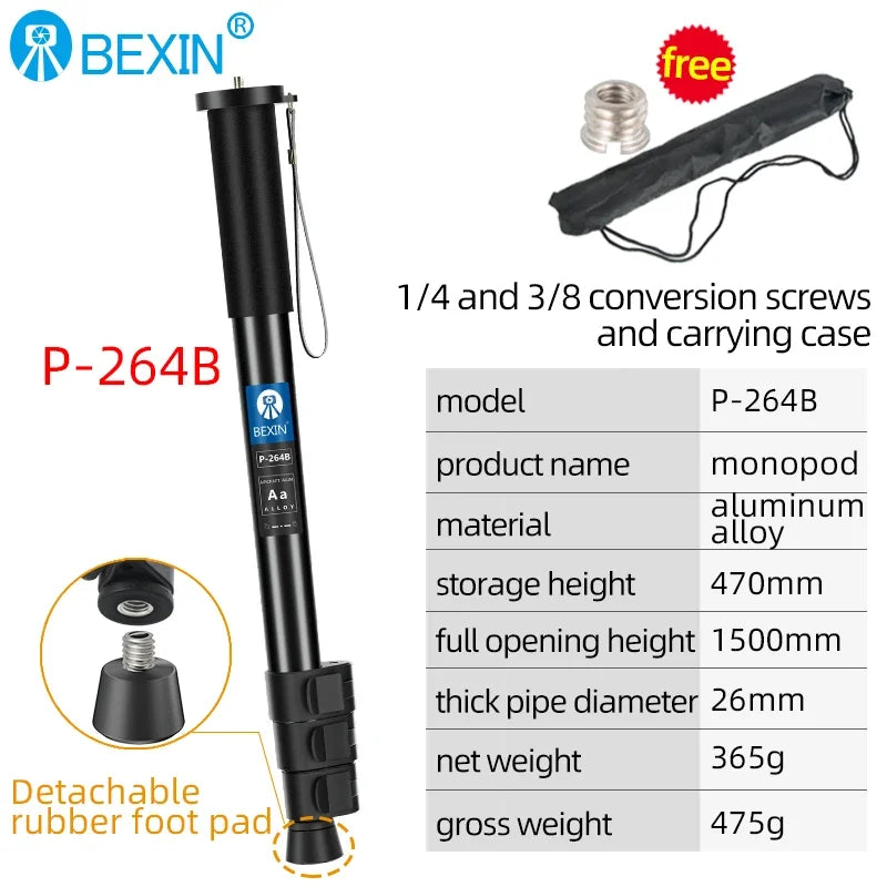 BEXIN Digital Camera Telescopic Handheld Monopod Lightweight Camera Mount Adapter Support Monopod For Nikon Sony Dslr Camera