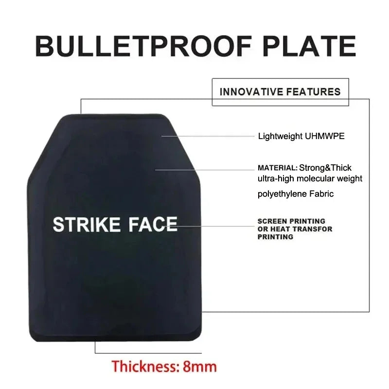 Ballistic Plate UHMW-PE Body Armor Vest Bulletproof Plates Lightweight Anti-Stab Bullet-Proof Shield Panel NIJ IIIA Stand Alone