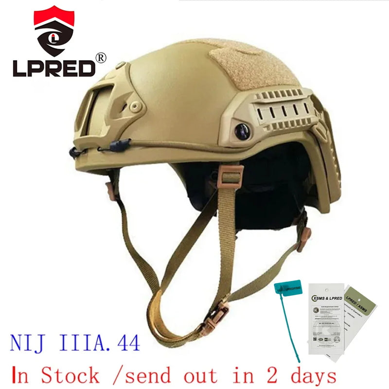 LPRED Real Bulletproof Helmet Ballistic High Cut Tactical NIJ 3A Helmet Aramid UHMW PE Safety Helmet IIIA Br1 MICH FAST Helmet